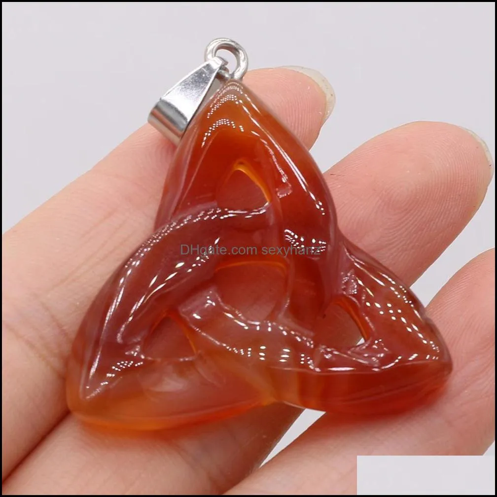 32x35mm triangle loop quartz stone pendant reiki healing crystal charms for necklace jewelry making