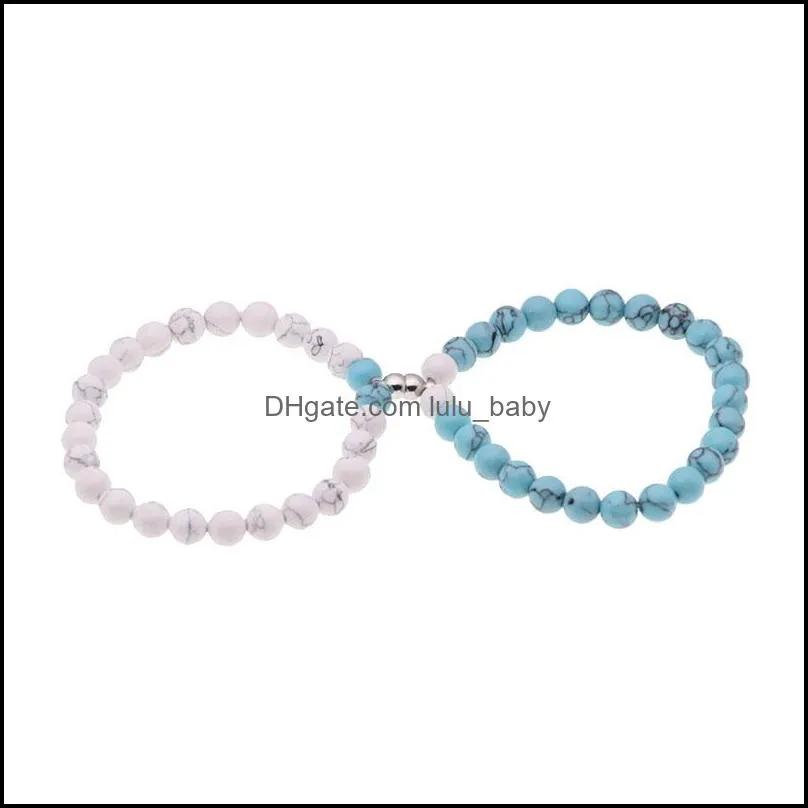 2pcs/set magnet couple bracelets turquoise stone distance paired bracelet lovers jewelry valentine`s day gift