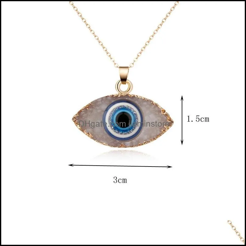 blue inspired jewelry evil eye druzy drusy pendant necklace earrings resin quartz crystal fashion for women