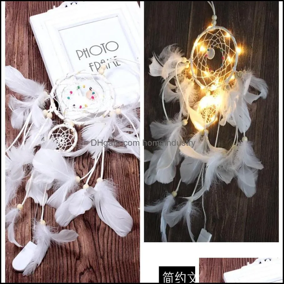 Arts and Crafts LED light crafts dream catcher handmade feather car home wall hanging decoration ornaments gift wind chimes Christmas