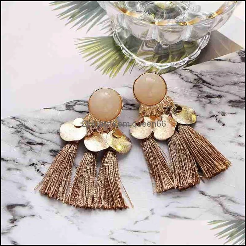alloy resin tassel earrings ladies hanging earrings retro style fashion jewelry birthday valentine`s day easter gift