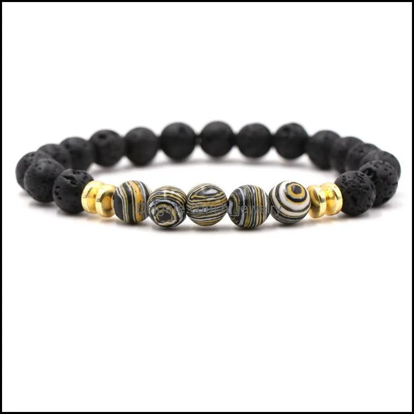 handmade 8mm malachite buddha bracelet black lava stone beads diffuser bracelets men summer women jewelry gift