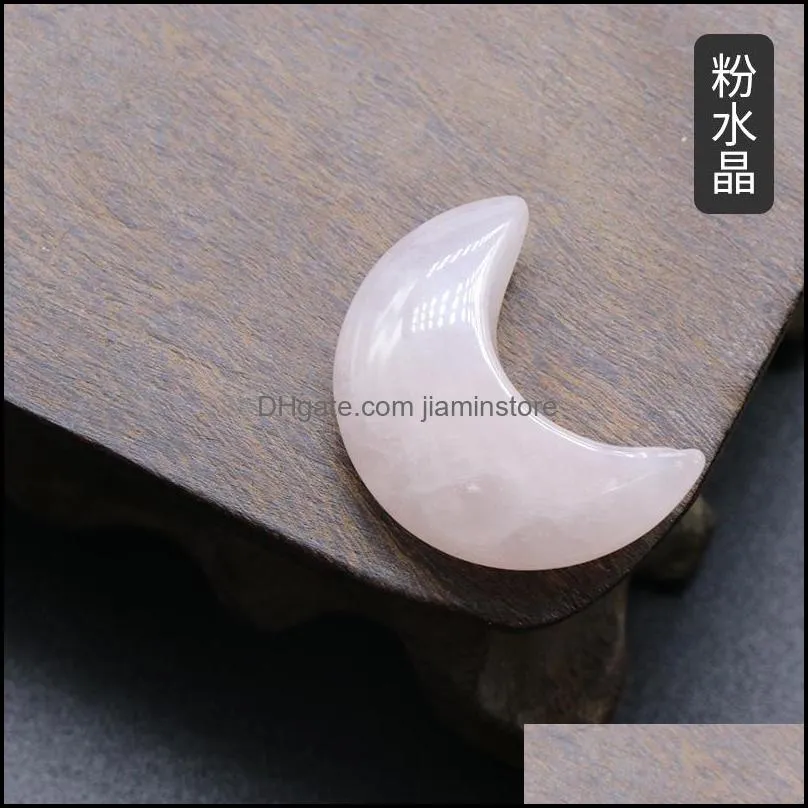 30mm crescent moon statue natural crystal stone colorfull mascot meditation healing reiki gemstone gift collection and home decor