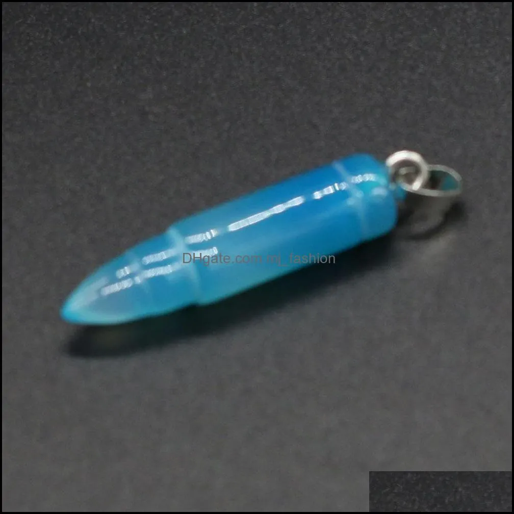 arrowhead point semi-precious stone pillar pendulum pendant diy men necklace energy jewelry making hip hop retro punk style