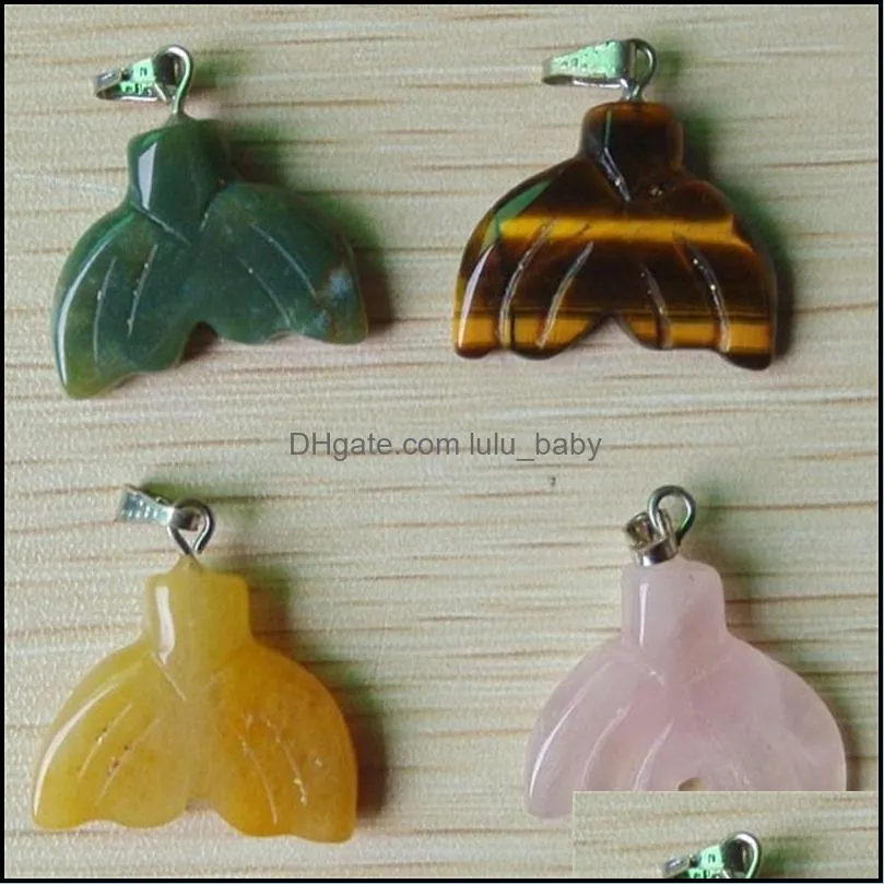 carved fish whale tail assorted natural stone charms crystal pendants for necklace accessories jewelry making