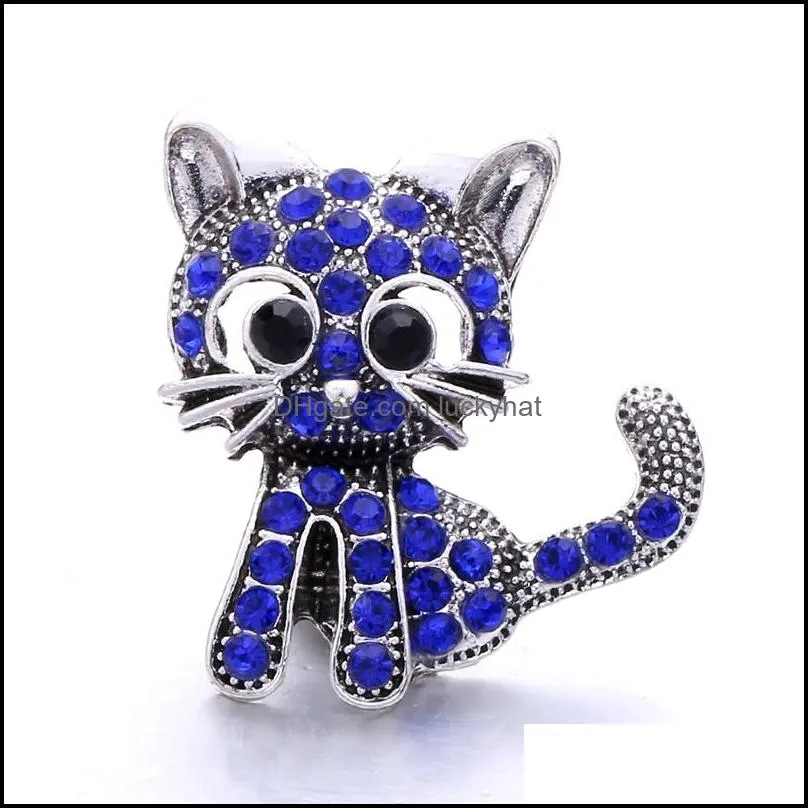noosa rhinestone 3d cat 18mm ginger snap jewelry silver plated snap diy necklace bracelet accessory new finding