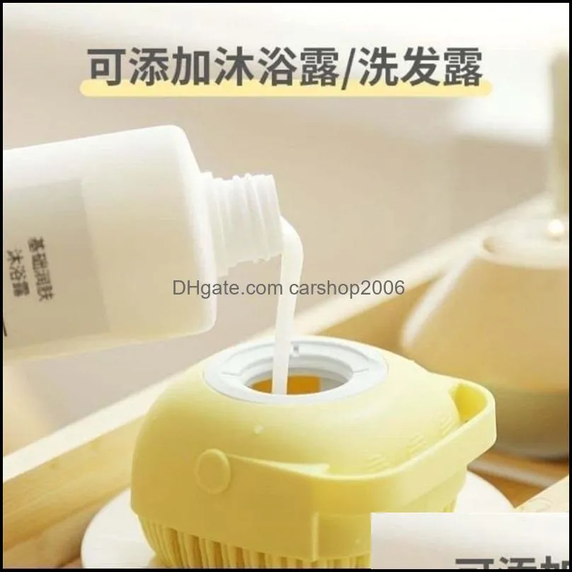 the scrub baby bath scrubber ultra soft silicone bath brush massage brush and canfilling shampoo in it h-0077 577 s2