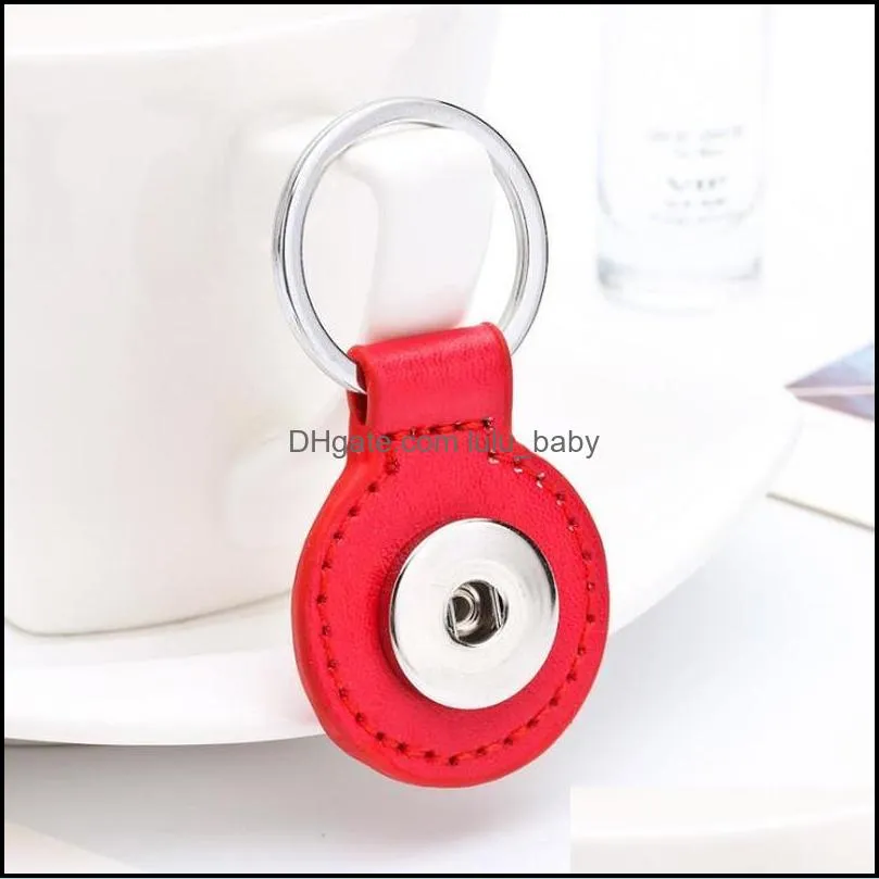 round pu leather snap button keychain 8 colors snap key rings fit diy 18mm snap jewelry