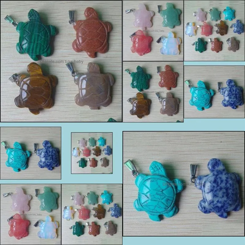 carved turtle assorted natural stone charms crystal pendants for necklace accessories jewelry making