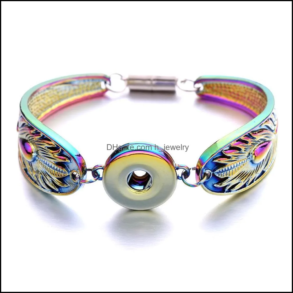 chromatic gold plating magnetic buckle snaps bracelet jewelry fit 18mm ginger snap buttons chunk punk charm wristband