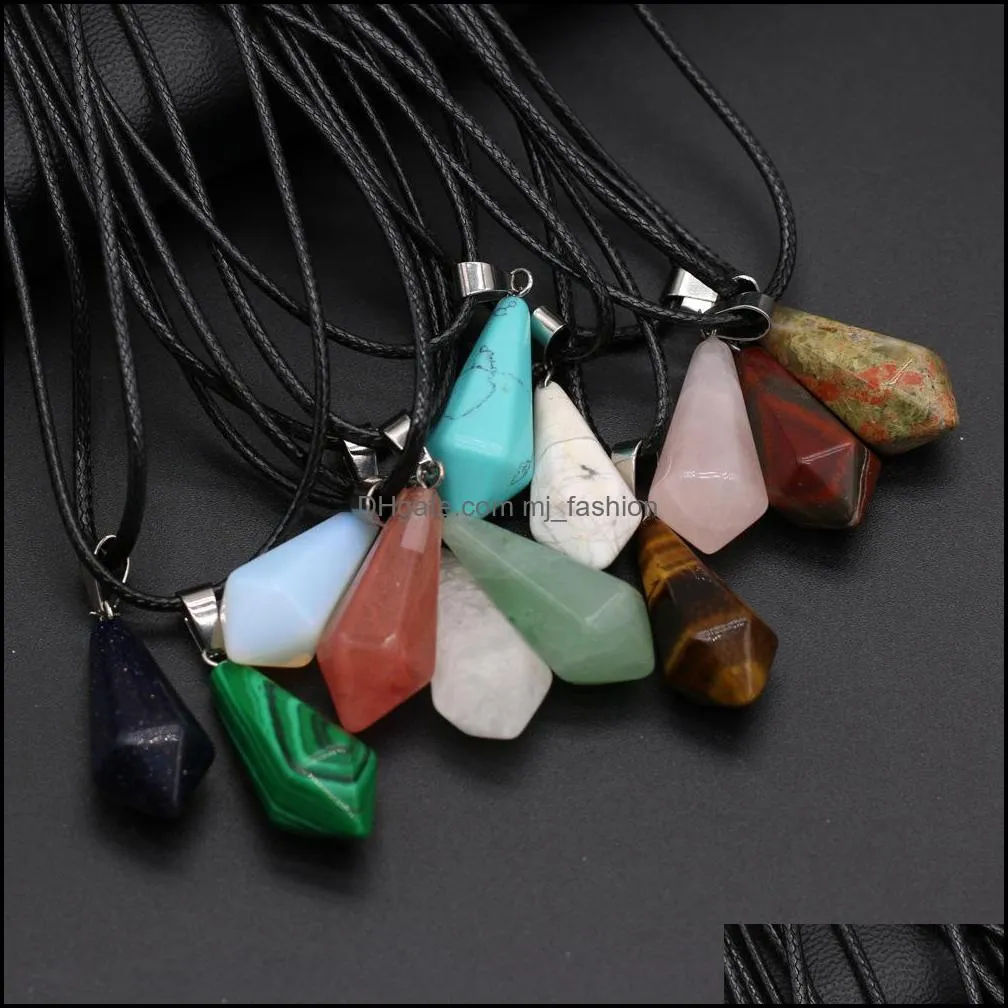 pendulum reiki healing crystal pendant energy stone quartz rope chain necklaces fashion women men jewelry wholesale