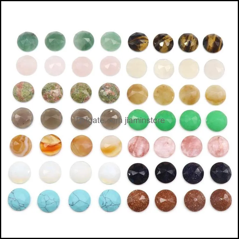 16mm flat back assorted loose stone faceted round shape cab cabochons beads for jewelry making wholesale