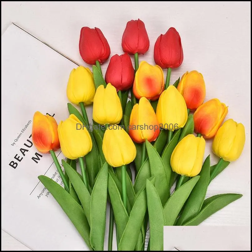 pu mini tulip artificial wedding decoration silk flower home artificials plant fashion furnishing articles 2174 v2