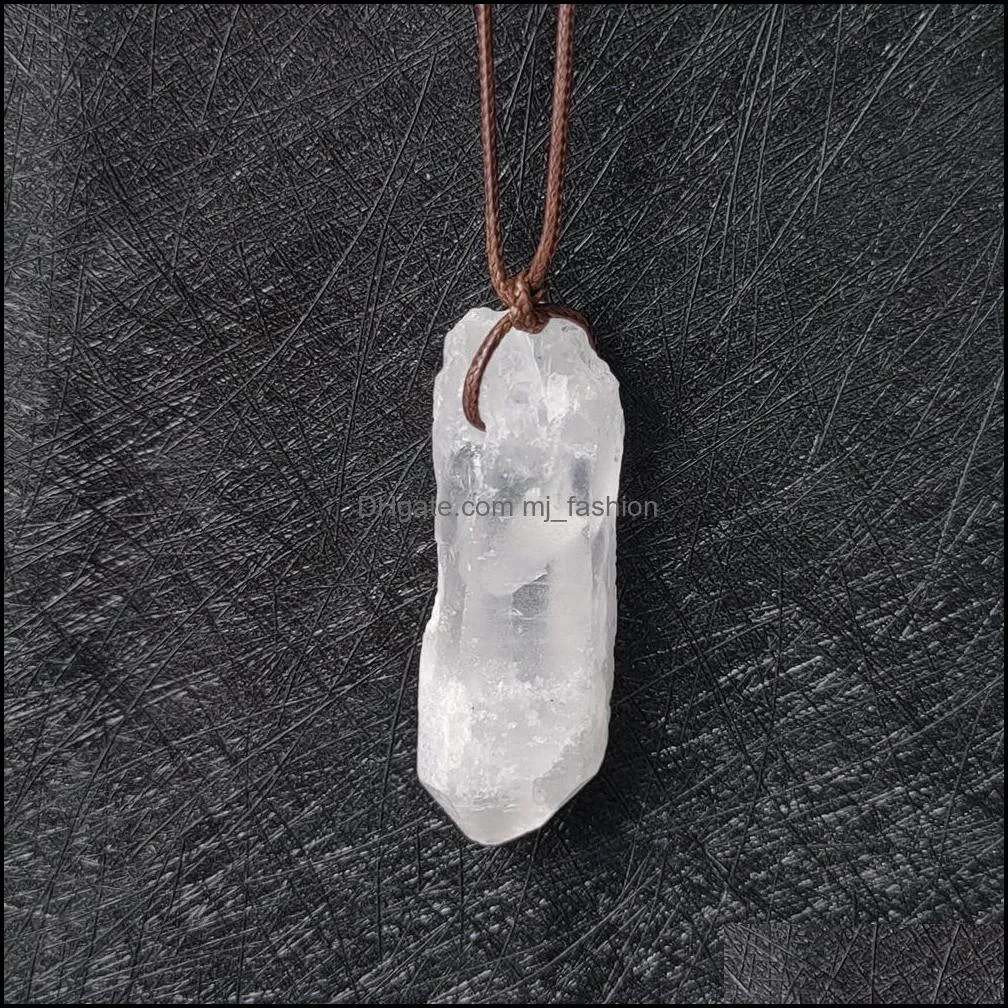 irregular natural healing white jade crystal pendant necklace for women gift jewelry