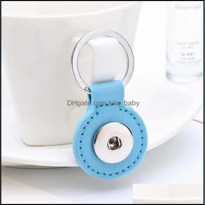 round pu leather snap button keychain 8 colors snap key rings fit diy 18mm snap jewelry