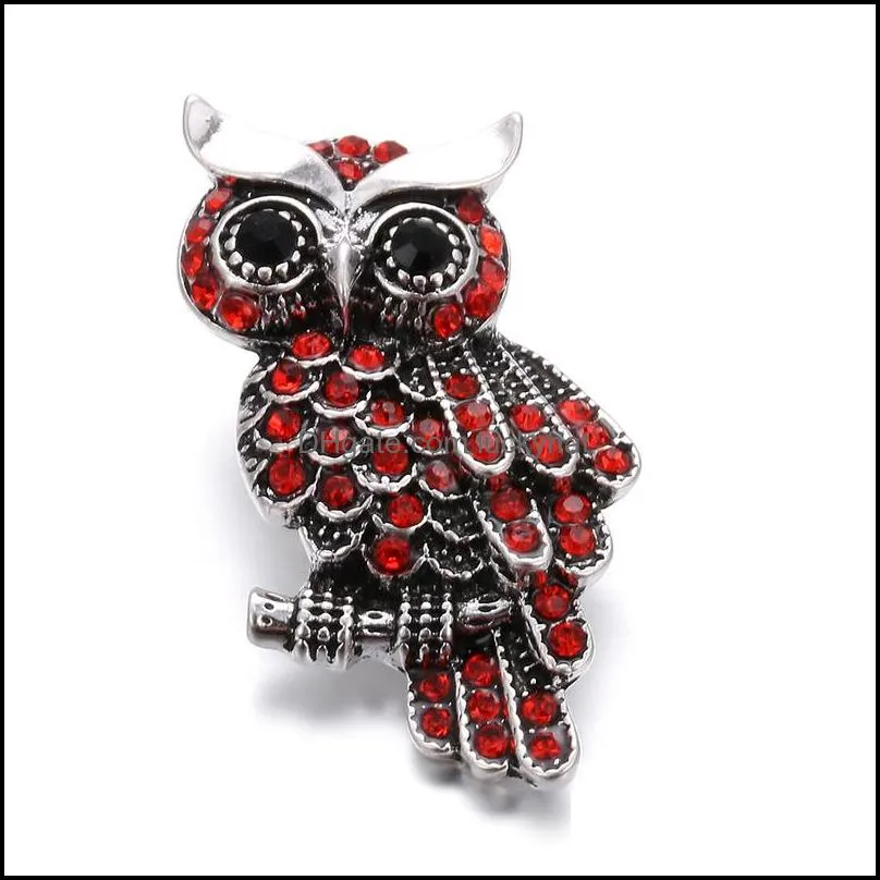 noosa snap jewelry crystal owl 18mm metal snap buttons fit silver leather snap bracelet diy charms necklace jewelry