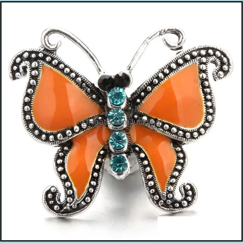 rhinestone gadget butterfly 18mm snap button clasp charms for snaps diy jewelry findings suppliers gift