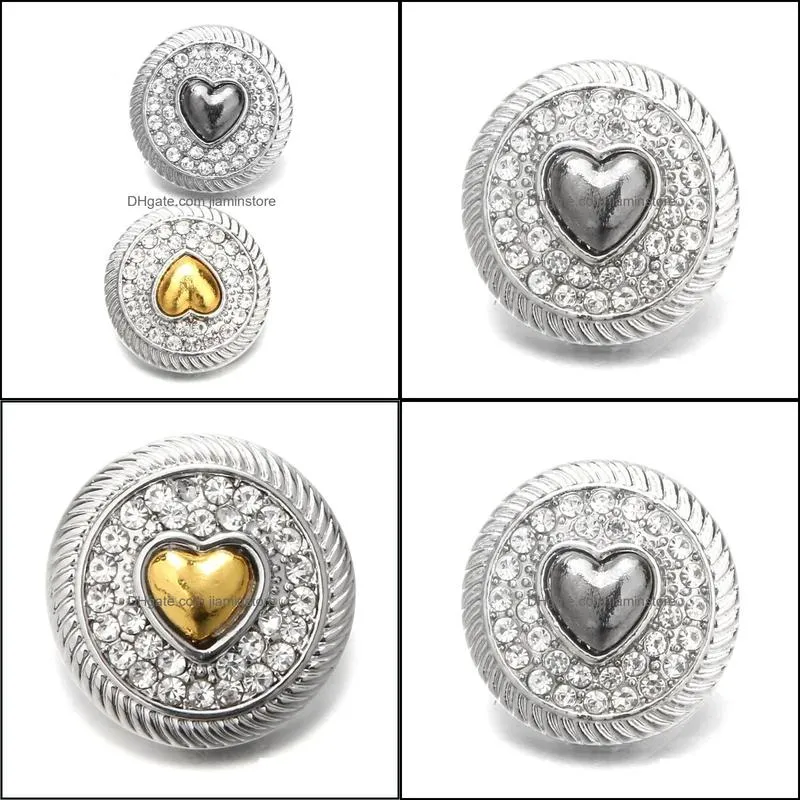 rhinestone gadget clasps chunk heart 18mm snap button charms bulk for snaps diy jewelry findings suppliers gift