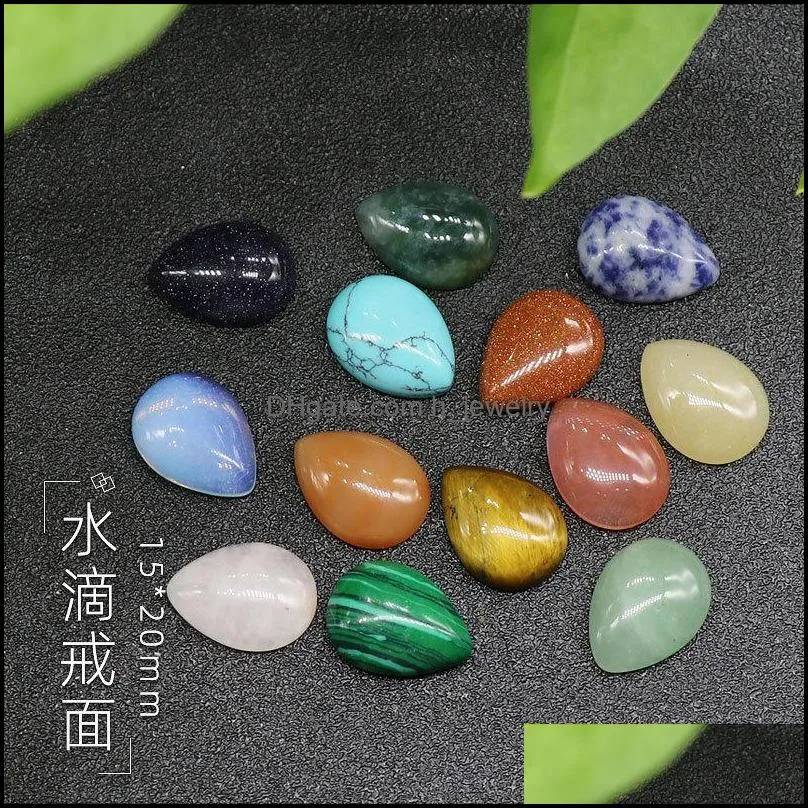 15*20mm flat back assorted loose stone teardrop cab cabochons beads for jewelry making waterdrop healing crystal wholesale