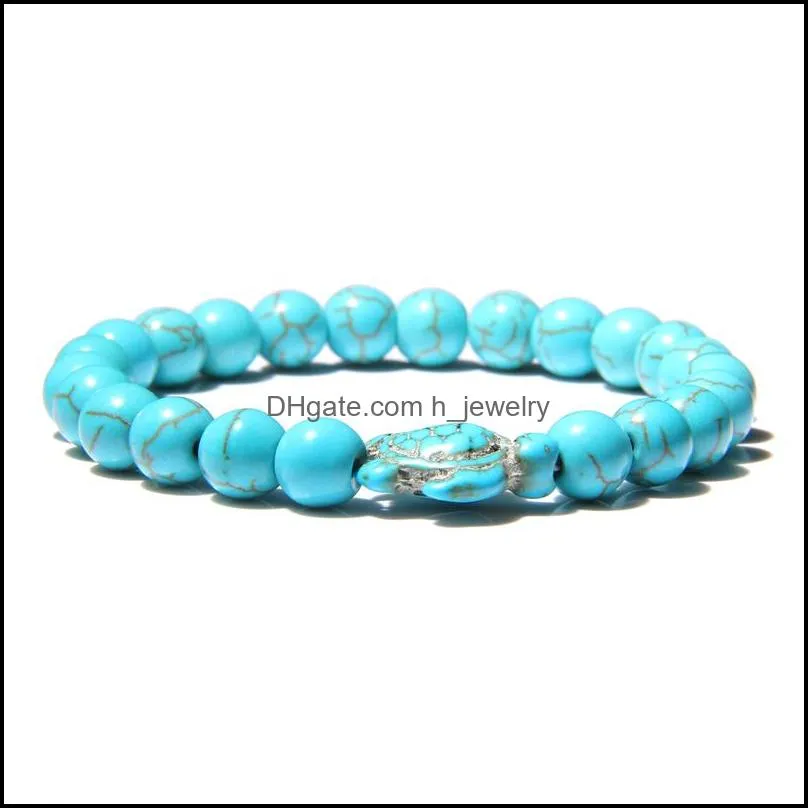 turquoises stone beads blue tortoise charm bracelet for women men lucky energy jewelry gifts