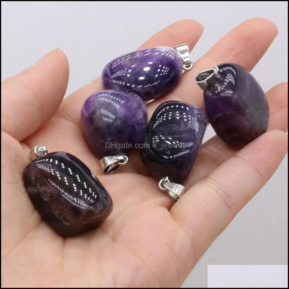 reiki healing charms irregular form energy stone pink white crystal pendant for necklace accessories jewelry making