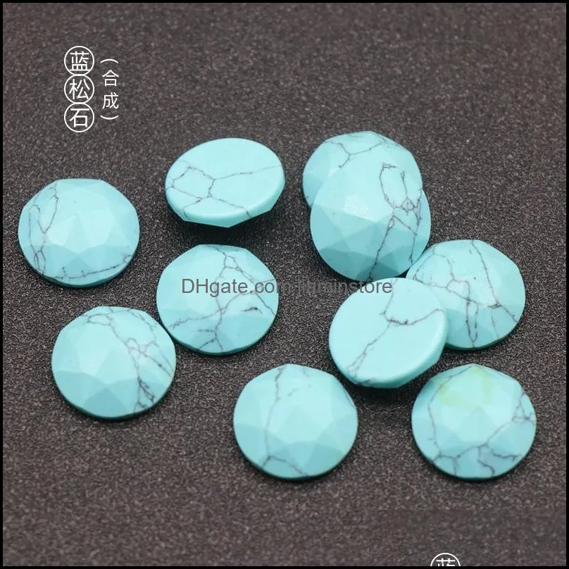 16mm flat back assorted loose stone faceted round shape cab cabochons beads for jewelry making wholesale