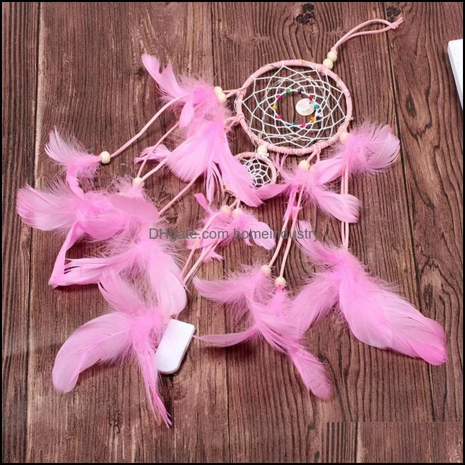 Arts and Crafts LED light crafts dream catcher handmade feather car home wall hanging decoration ornaments gift wind chimes Christmas