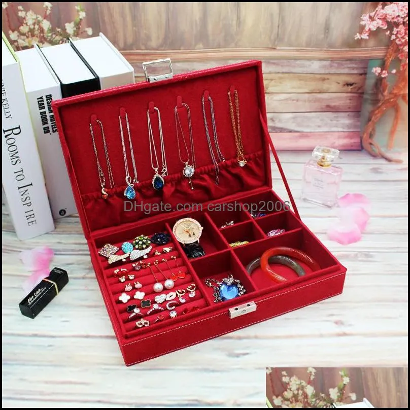 new fashion style leather jewelry storage box woode storage box for girls,necklace rings etc makeup organizer,boite 2150 v2