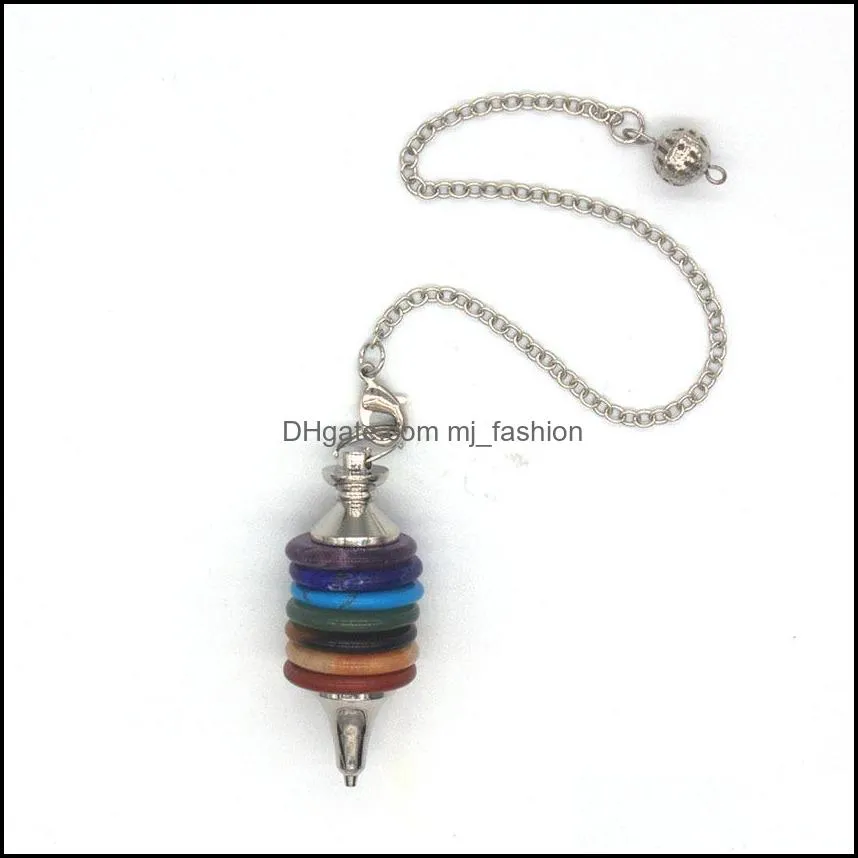 7 chakras wheels of life charms pendulum dowsing divination chain pendants men women gift for jewelry making hangings fashion