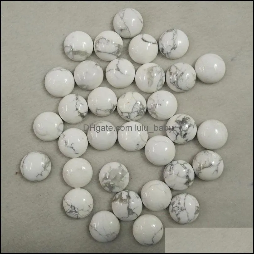 16mm assorted natural stone flat base round cabochon green pink cystal loose beads for necklace earrings jewelry & clothes accessories making