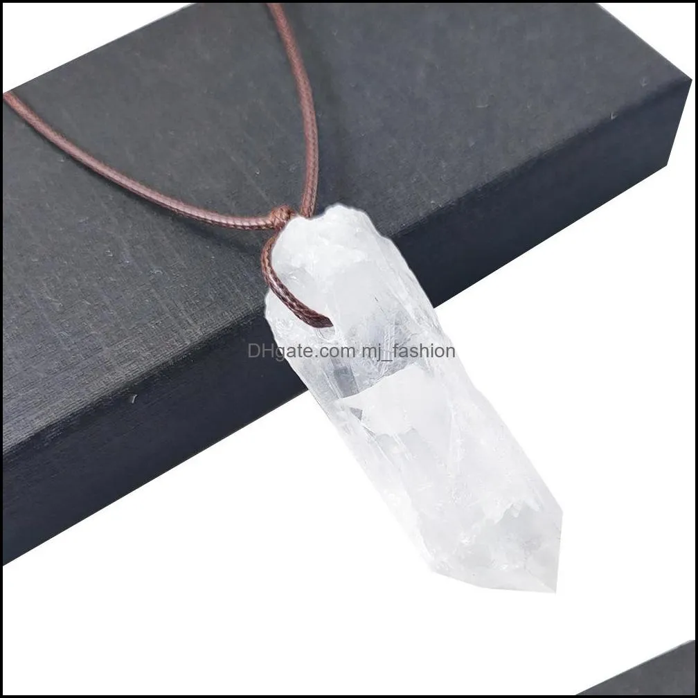 irregular natural healing white jade crystal pendant necklace for women gift jewelry