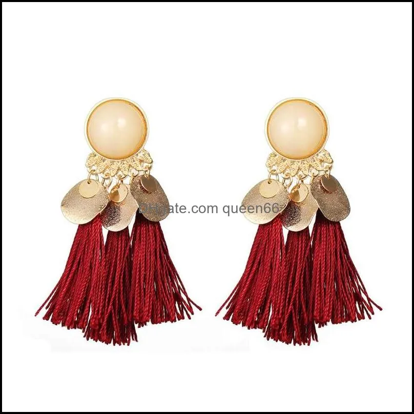 alloy resin tassel earrings ladies hanging earrings retro style fashion jewelry birthday valentine`s day easter gift