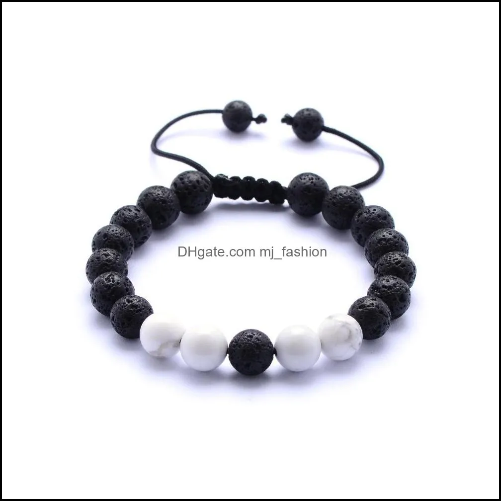 natural turquoise black lava stone weave braided bracelets aromatherapy  oil diffuser bracelet for women men jewelry