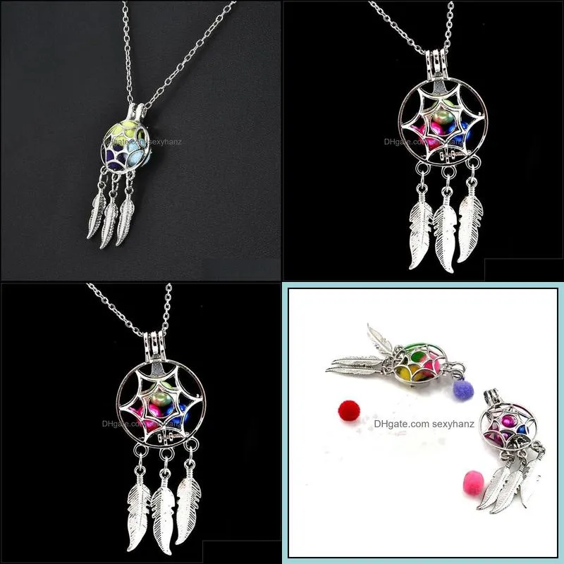 color mixing random new fashion vintage dream catcher pearl necklace oyster  women`s necklaces for gift wholesale