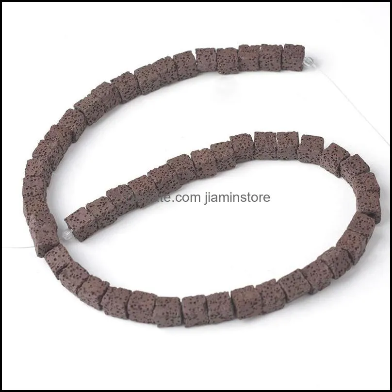 10mm square volcanic lava stone loose beads slide charm beaded jewelry making accessories for bracelet necklace