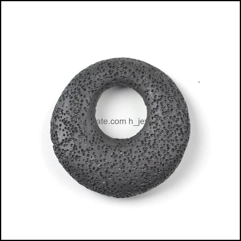 lucky buckle ring volcanic lava stone loose beads slide charms pendant jewelry making accessories for necklace