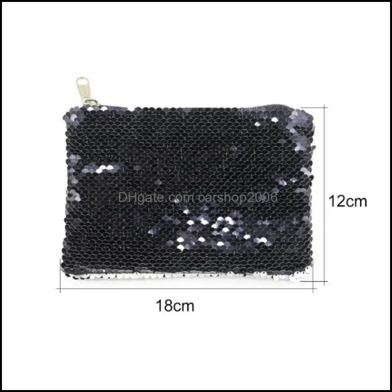 sublimation blank coin purses two color change mermaid sequins bag square zipper wallets storage lady deer rainbow high quality 5 5ex