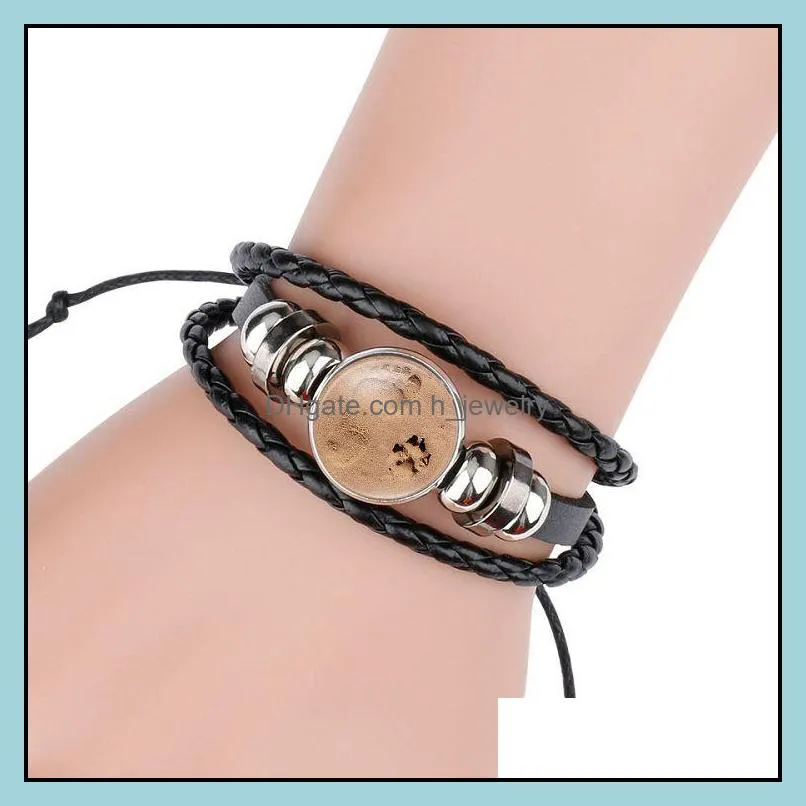 noosa 18mm snap buttons bracelet multilayer paw footprint braided leather bracelet for women men snaps jewelry
