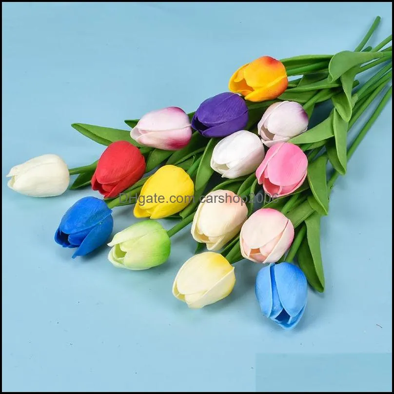 pu mini tulip artificial wedding decoration silk flower home artificials plant fashion furnishing articles 2174 v2