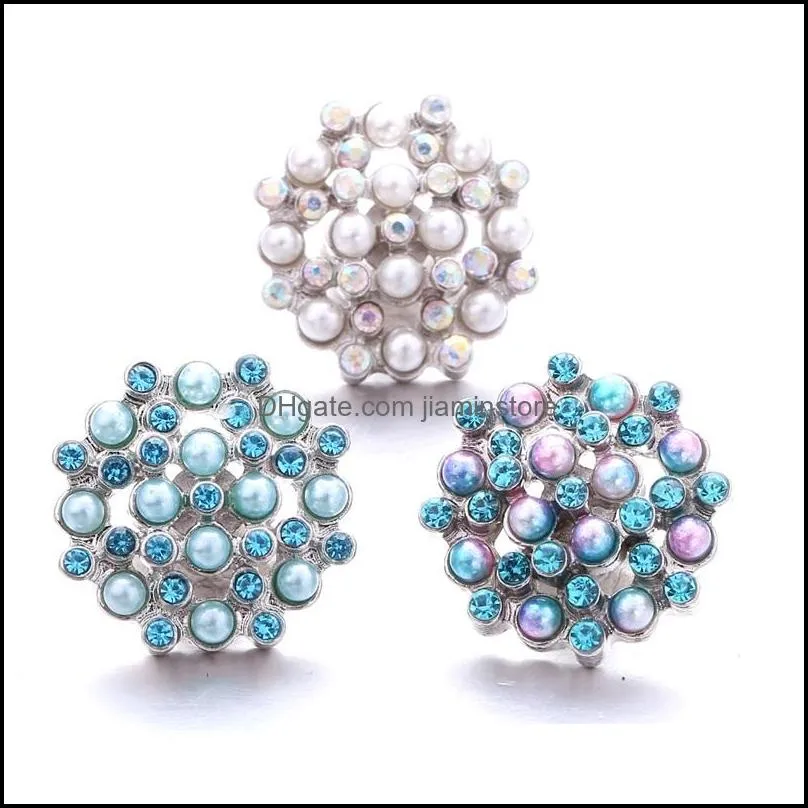 wholesale rhinestone 18mm snap button acrylic beads clasp metal decorative charms for snaps jewelry findings factory suppliers
