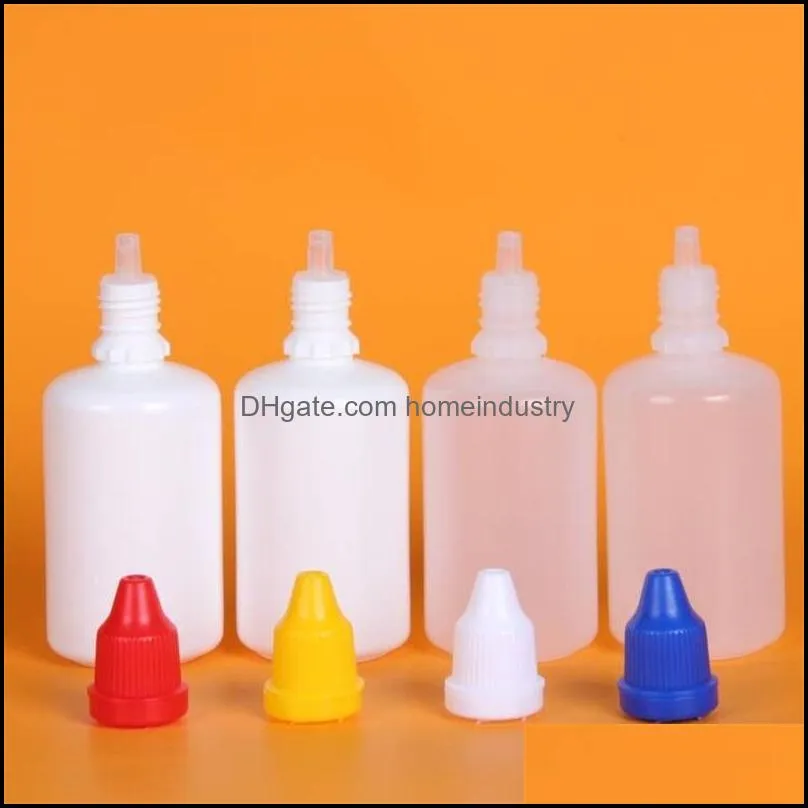 colorful 5ml 10ml 15ml 20ml 30ml 50ml empty e liquid plastic dropper storage bottles child proof bottle caps and needle tips dhl free 859