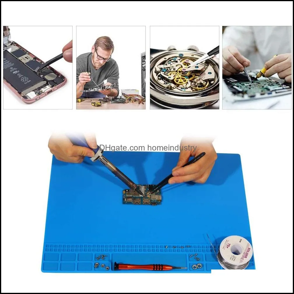 wholesale a-200 heat insulation silicone resistant repair tools mat with scale ruler and screw position maintenance platform desk solder rework for