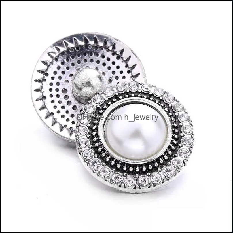 wholesale silver color snap button women charms acrylic jewelry findings crystal rhinestone 18mm metal snaps buttons diy bracelet cloth