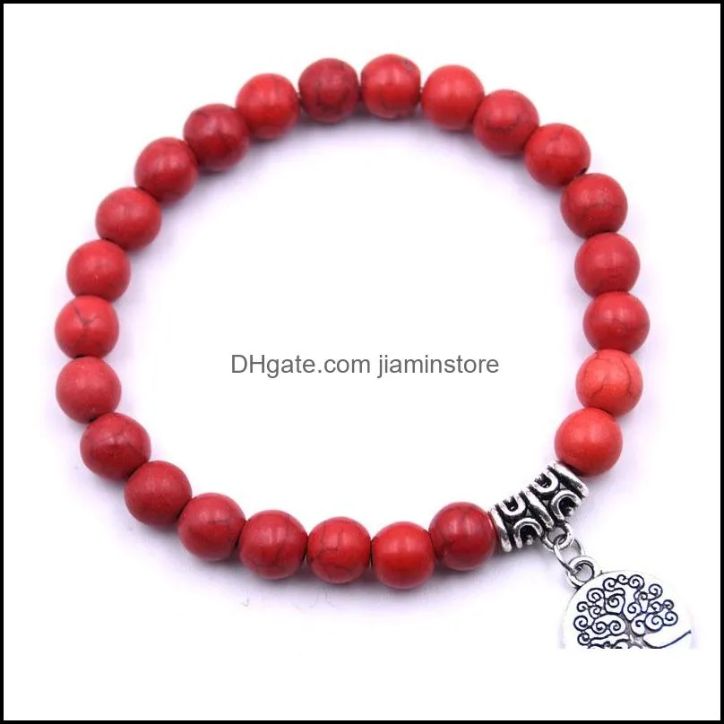 fashion tree of life charms 8mm black lava stone bracelet diy aromatherapy  oil diffuser bracelets yoga jewelry