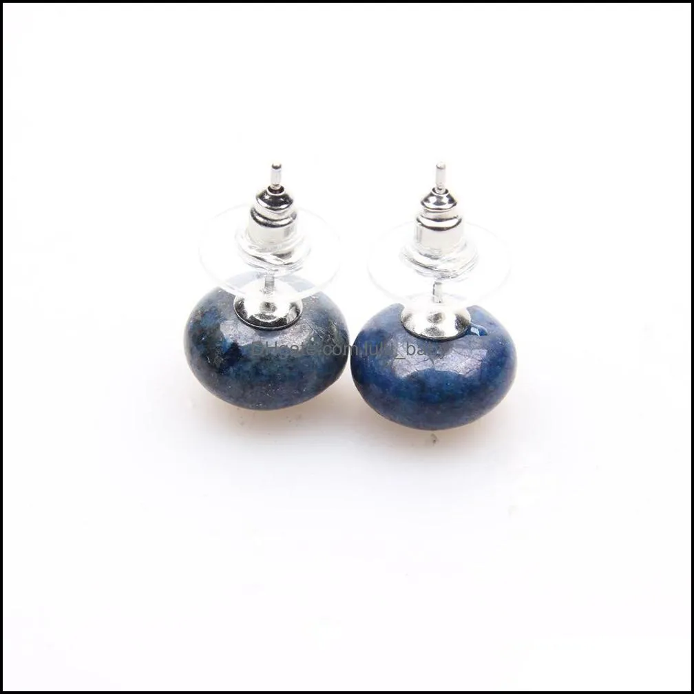 healing stone stud earrings rose quartz purple amethyst crystal lazuli reiki earring for women