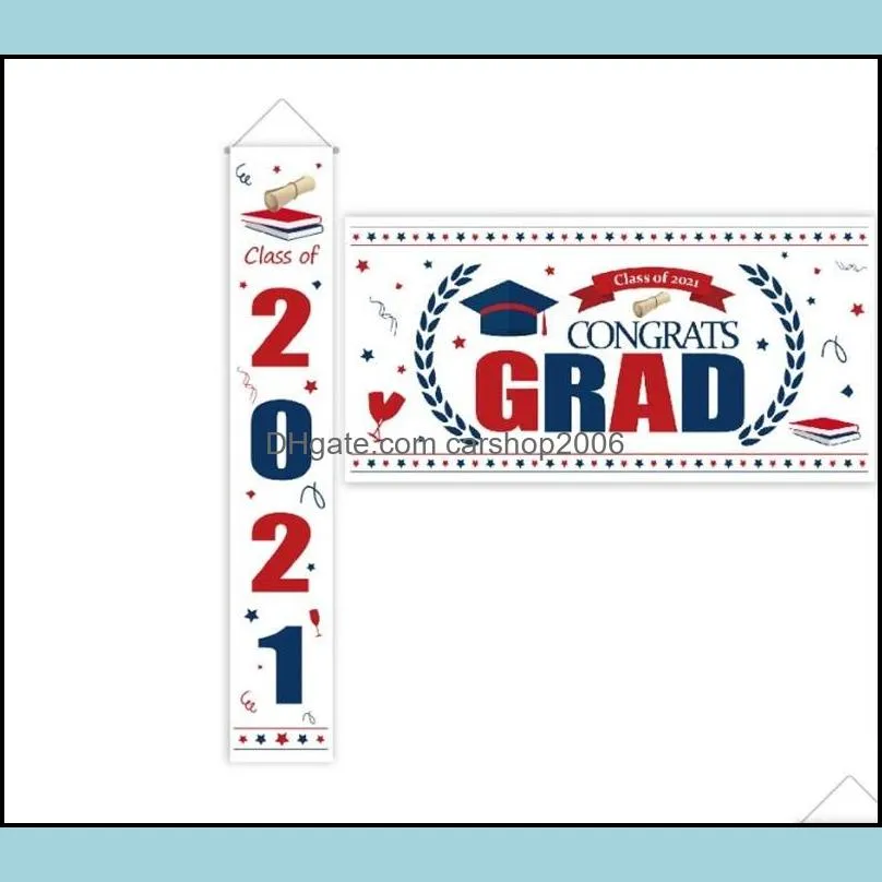 graduation decorations flag 2021 backdrop banner grad congrats party supplies hanging flags yard decor signs booth props 2190 v2