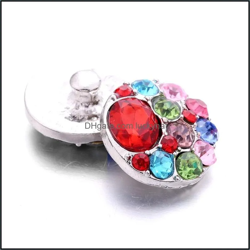 fascinating colorful rhinestone gadget fastener 18mm snap button clasp charms for snaps jewelry findings suppliers