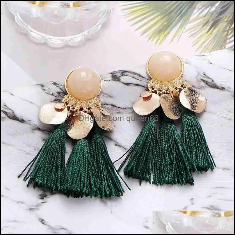 alloy resin tassel earrings ladies hanging earrings retro style fashion jewelry birthday valentine`s day easter gift