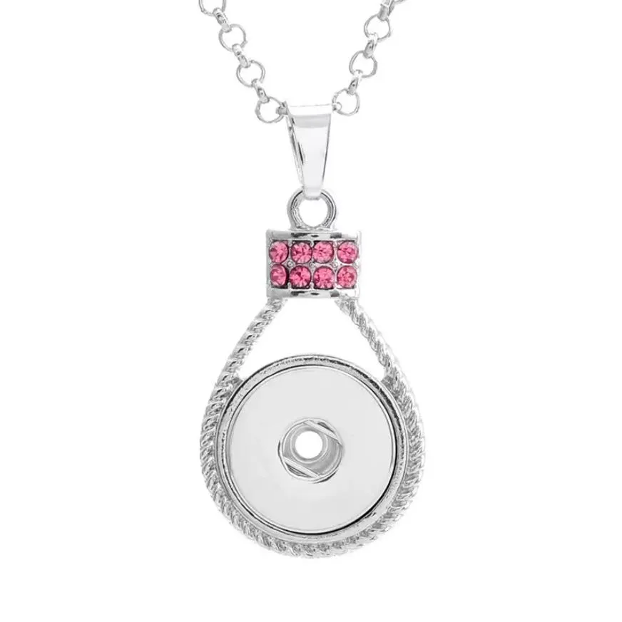 12 styles crystal snap button pendant necklace stainless steel chain fit 18mm snap buttons women necklace jewelry