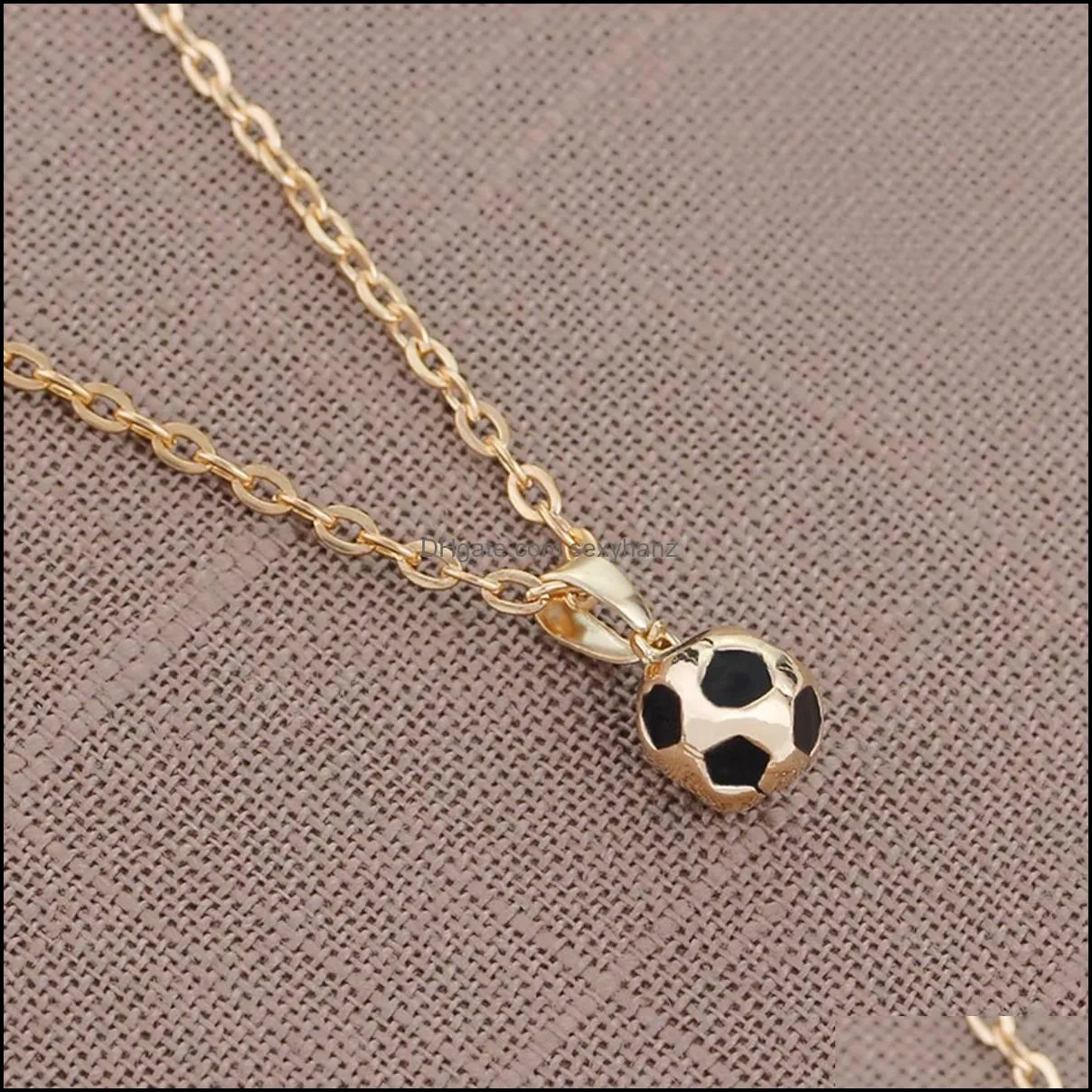 sport jewelry stainless steel soccer necklace for men and women football charm pendant with chain